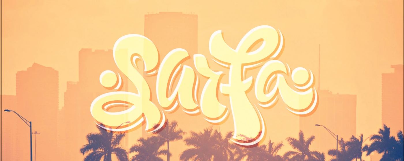 Surfa logo painted over a Miami sunset